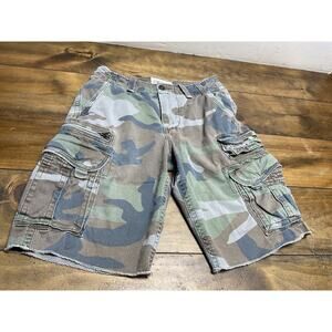 Vtg Y2K American Eagle Camo Cargo Shorts Mens 28 Longer Length Camouflage